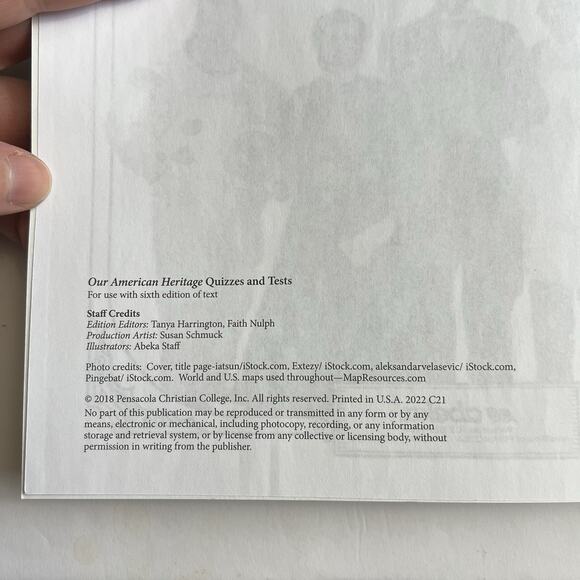 Abeka Grade 3 Our American Heritage Quiz and Test Key Homeschool Curriculum - Picture 2 of 3